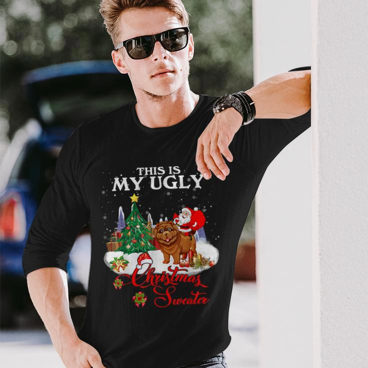 Santa Riding Chow Chow This Is My Ugly Christmas Sweater Long Sleeve T-Shirt Gifts for Him
