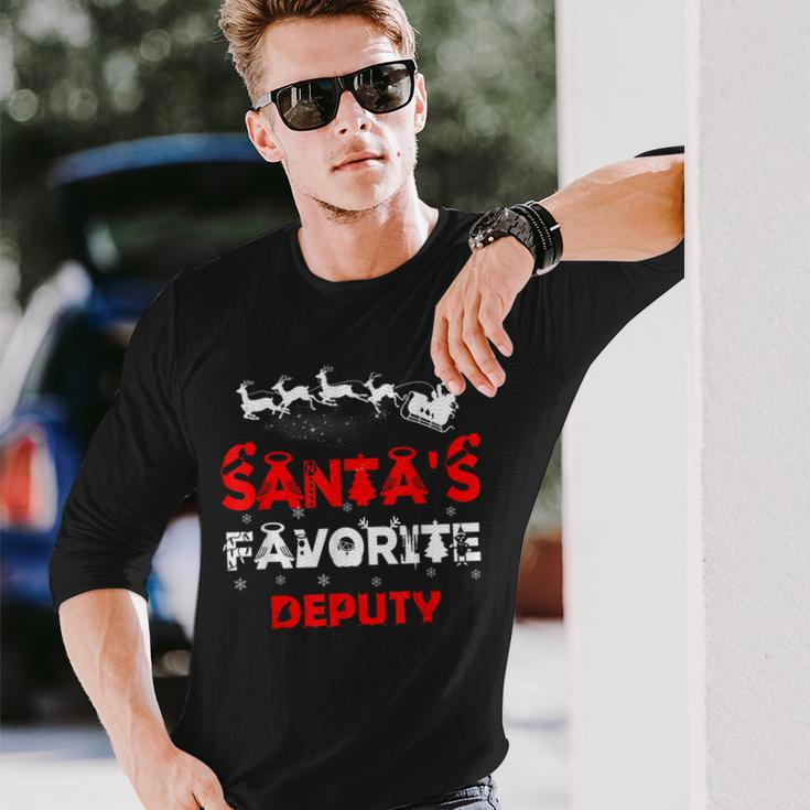 Santas Favorite Deputy Job Xmas Long Sleeve T-Shirt Gifts for Him