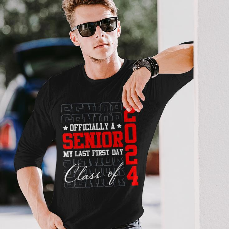 Senior 2024 Graduation My Last First Day Of Class Of 2024 Long Sleeve T-Shirt T-Shirt Gifts for Him