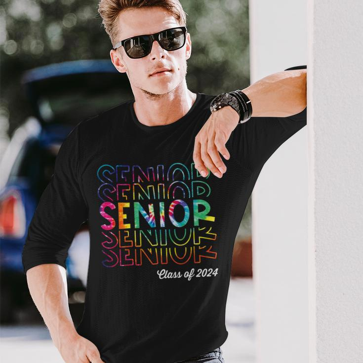 Senior 2024 Retro Tye Dye 2024 High School Graduate Class Long Sleeve T-Shirt T-Shirt Gifts for Him