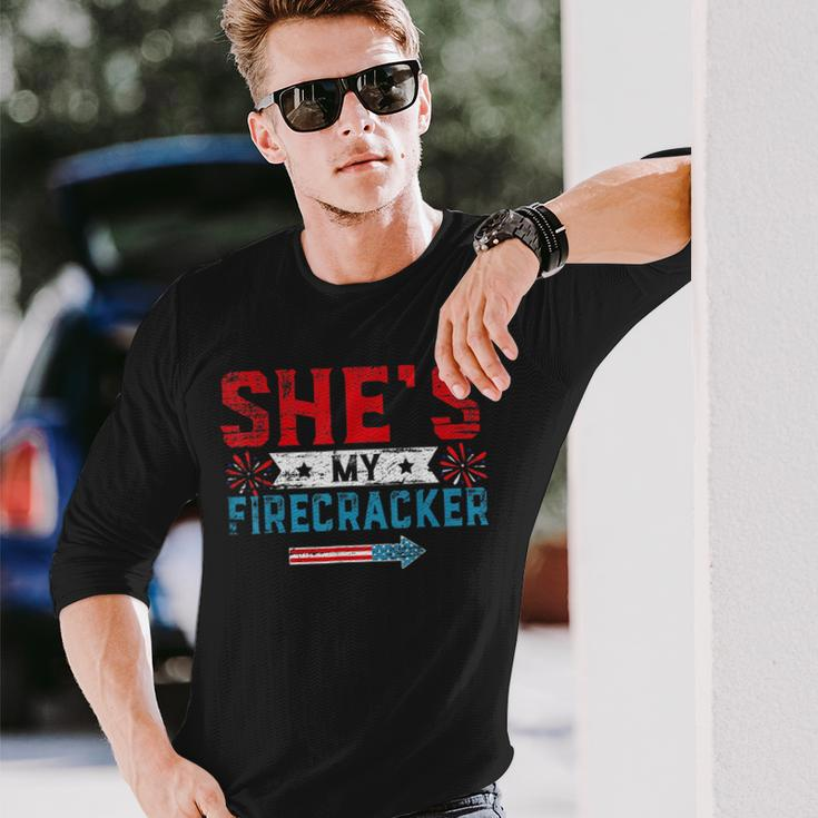 Shes My Firecracker His And Hers 4Th July Matching Couples Long Sleeve T-Shirt T-Shirt Gifts for Him