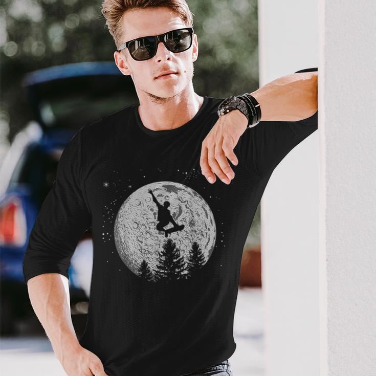Skater Skateboarder Skateboard Moon Skateboarding Long Sleeve T-Shirt Gifts for Him