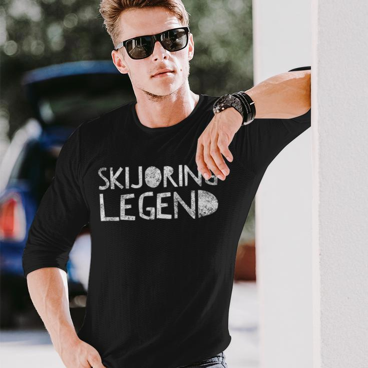 Skijoring Legend Ski Skiing Winter Sport Quote Skis Long Sleeve T-Shirt Gifts for Him