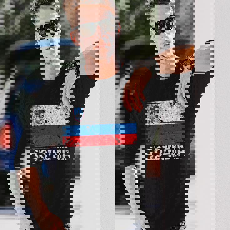 Slovenian Flag Vintage Made In Slovenia Long Sleeve T-Shirt Gifts for Him