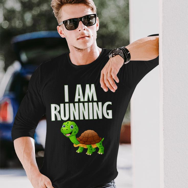 Slow Runner Turtle I Am Running Runner Graphic Running Long Sleeve T-Shirt T-Shirt Gifts for Him