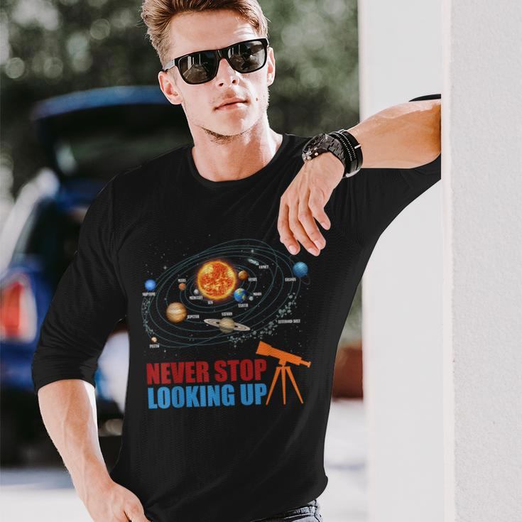 Solar System Planets Never Stop Looking Up Astronomy Boys Long Sleeve T-Shirt T-Shirt Gifts for Him