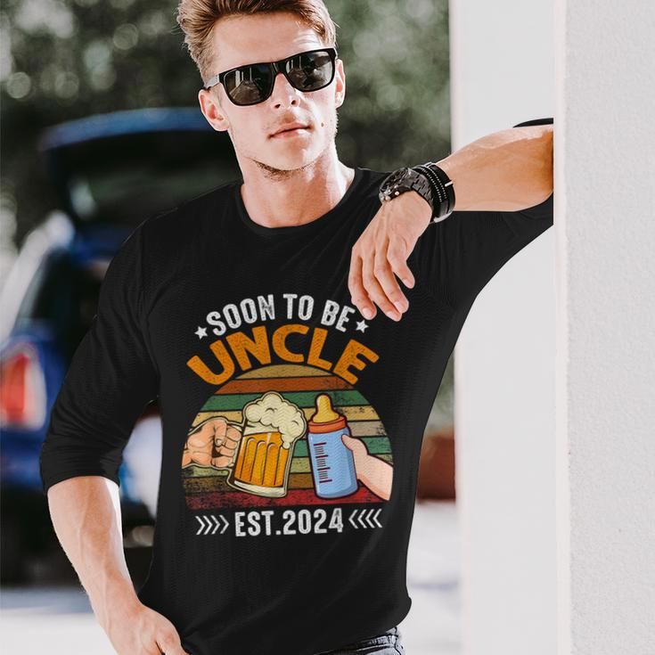 Soon To Be Uncle Again 2024 Pregnancy Announcement Dad Long Sleeve T-Shirt Gifts for Him