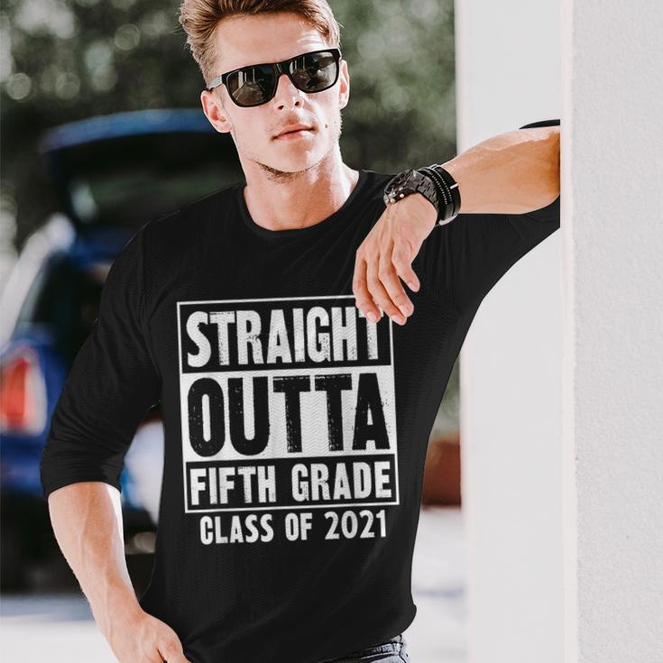 Straight Outta Fifth Grade Class Of 2021 Long Sleeve T-Shirt Gifts for Him