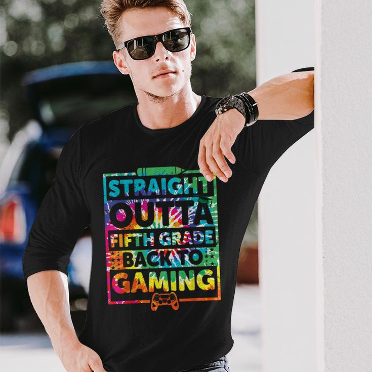 Straight Outta Fifth Grade Gaming 5Th Grade Gamer Tie Dye Long Sleeve T-Shirt T-Shirt Gifts for Him