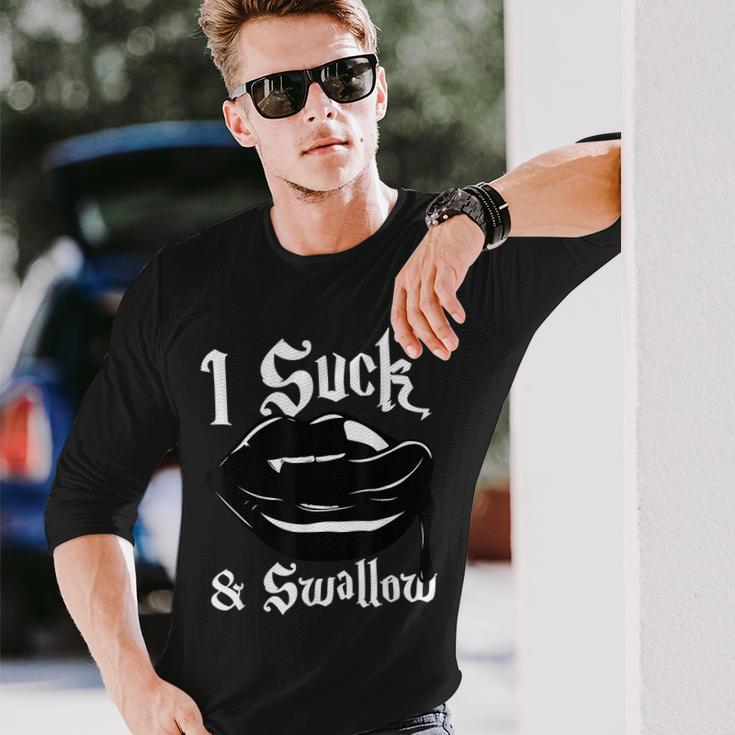 I Suck And Swallow Sexy Vampire Fangs Halloween Costume Halloween Costume Long Sleeve T-Shirt Gifts for Him