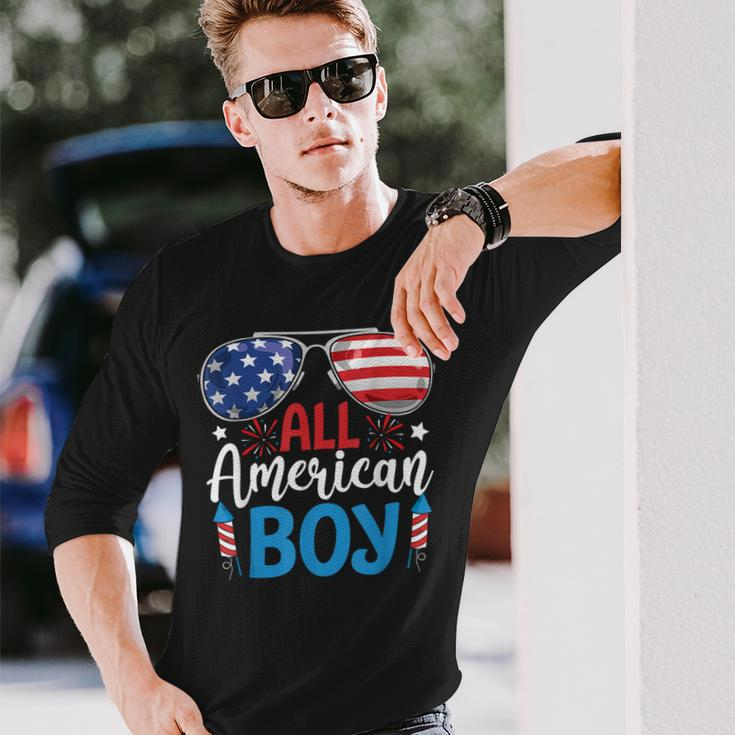 Sunglasses Stars Stripes All American Boy Freedom Usa Long Sleeve T-Shirt T-Shirt Gifts for Him
