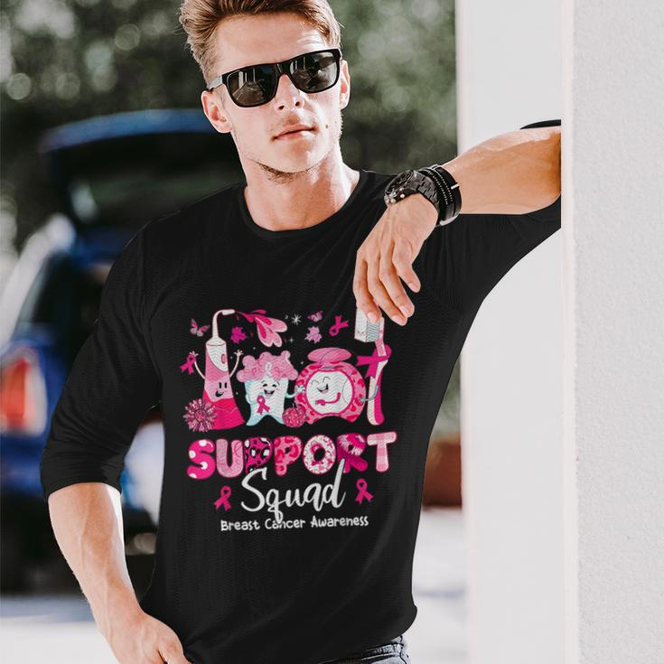 Support Squad Tooth Dental Breast Cancer Awareness Dentist Long Sleeve T-Shirt Gifts for Him