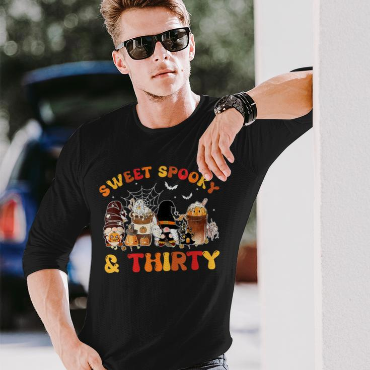 Sweet Spooky Thirty 30Th Birthday Pumpkin Spice Latte Long Sleeve T-Shirt Gifts for Him