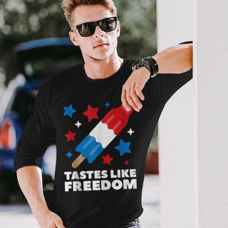 Tastes Like Freedom Icecream Ice Pop 4Th Of July Long Sleeve T-Shirt Gifts for Him