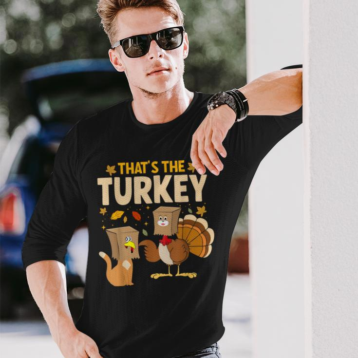Thanksgiving Fake Cat Turkey Cat Owner Holiday Long Sleeve T-Shirt Gifts for Him