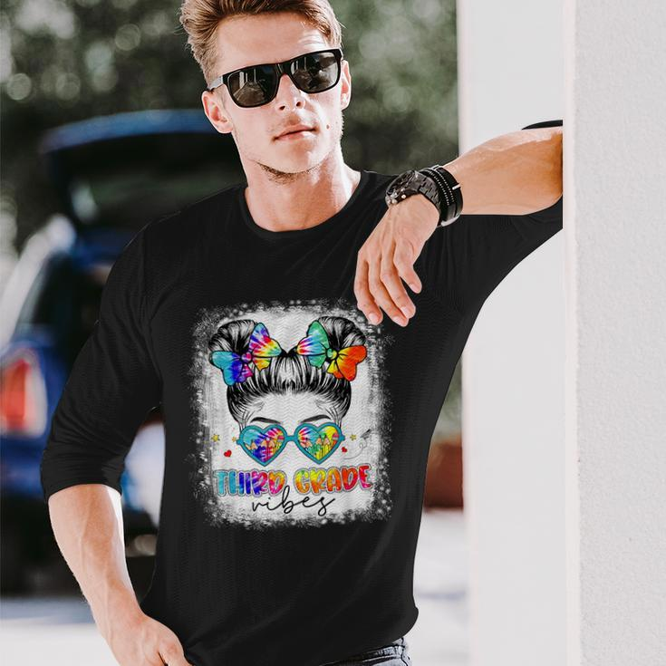 Third Grade Vibes Messy Hair Bun Girl Back To School First Long Sleeve T-Shirt Gifts for Him