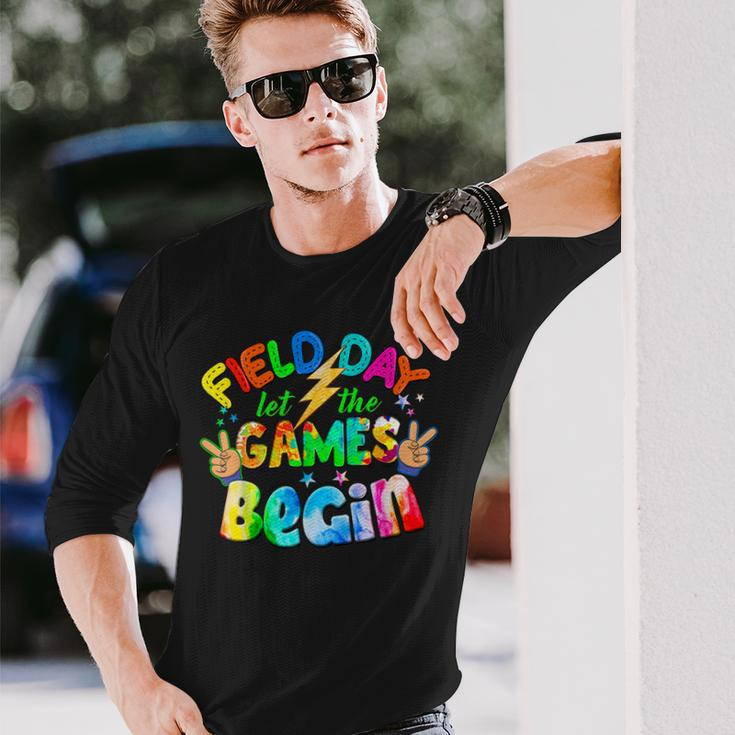 Tie Dye Let The Games Begin Retro Field Day 2023 Long Sleeve T-Shirt T-Shirt Gifts for Him