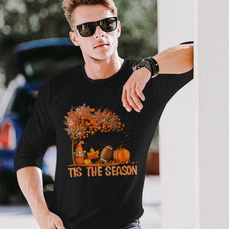 Tis The Season Gnome Pumpkin Spice Football Thanksgiving Long Sleeve T-Shirt Gifts for Him