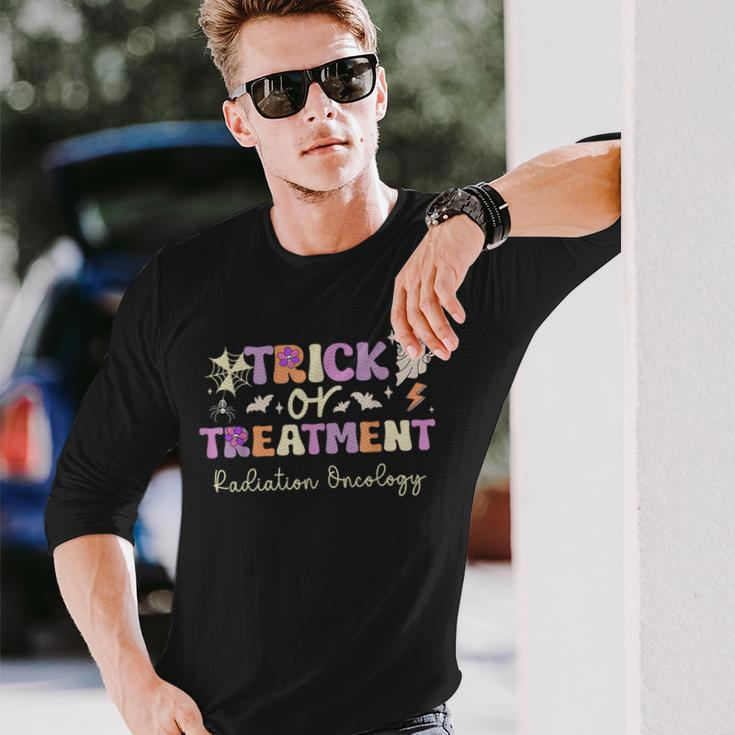 Trick Or Treatment Halloween Radiation Oncology Rad Therapy Long Sleeve T-Shirt Gifts for Him