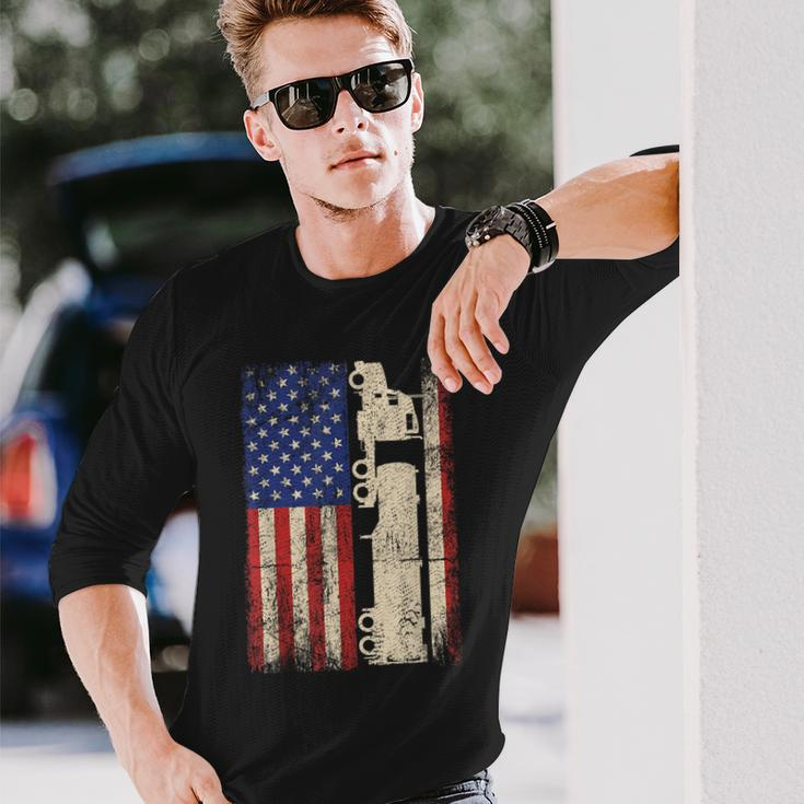 Truck Driver Usa American Flag Patriotic Trucker Men Long Sleeve T-Shirt Gifts for Him