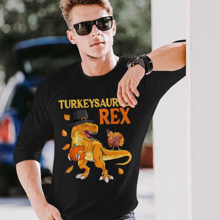 Turkeysaurus Rex Turkey Dab Dino Boys Toddler Thanksgiving Long Sleeve T-Shirt Gifts for Him