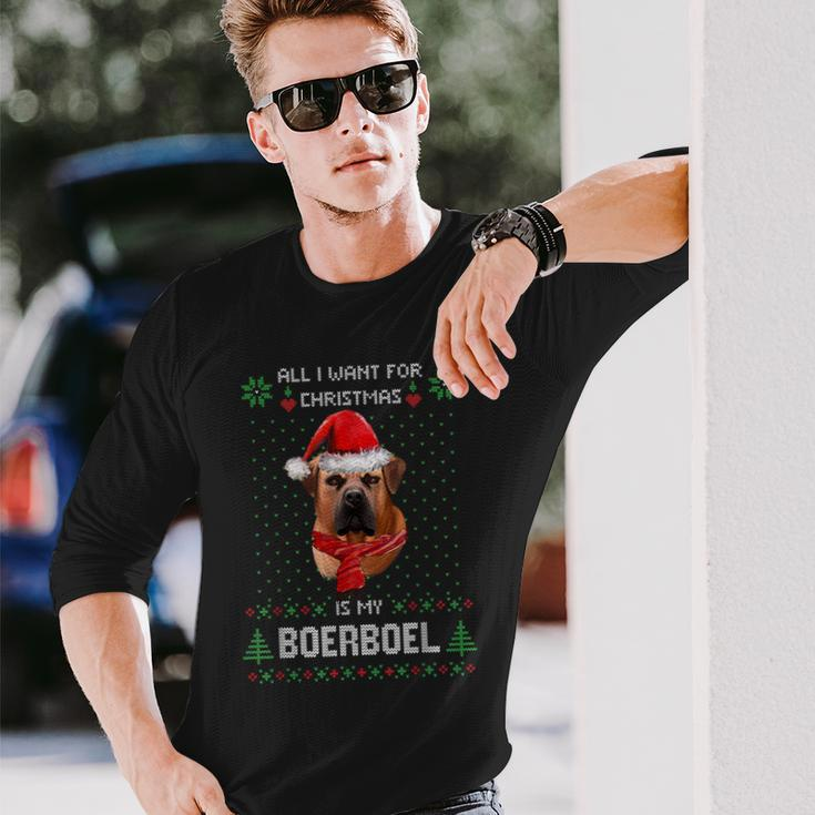 Ugly Sweater All I Want For Christmas Is My Boerboel Xmas Long Sleeve T-Shirt Gifts for Him