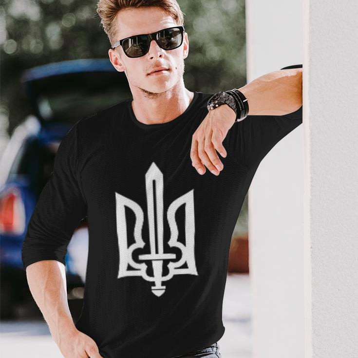 Ukrainian Tryzub Symbol On The Heart Ukraine Trident Long Sleeve T-Shirt Gifts for Him