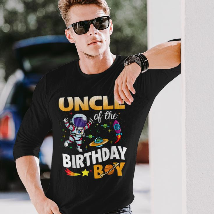 Uncle Of The Birthday Boy Space Astronaut Birthday Long Sleeve T-Shirt Gifts for Him