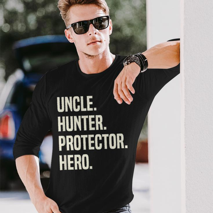 Uncle Hunter Protector Hero Uncle Profession Superhero Long Sleeve T-Shirt Gifts for Him