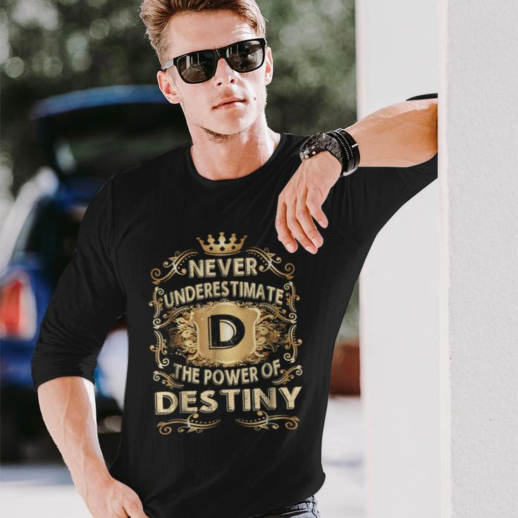 Never Underestimate Destiny Personalized Name Long Sleeve T-Shirt Gifts for Him