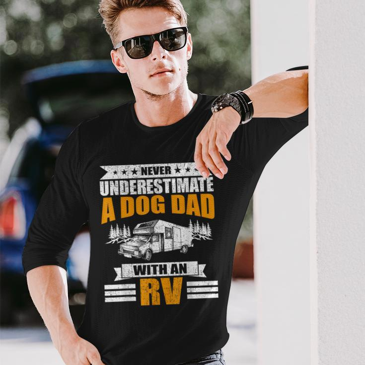 Never Underestimate A Dog Dad With An Rv Camping Long Sleeve T-Shirt Gifts for Him