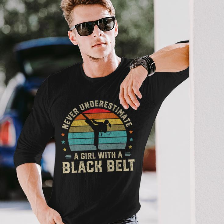 Never Underestimate Girl With A Black Belt Karate Jiu Jitsu Karate Long Sleeve T-Shirt T-Shirt Gifts for Him