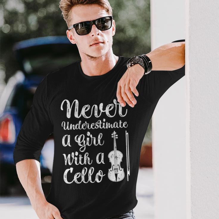 Never Underestimate A Girl And Her Cello Long Sleeve T-Shirt Gifts for Him