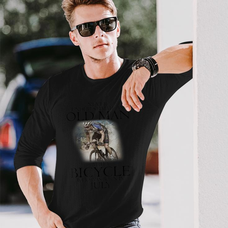 Never Underestimate An Old Man With A Bicycle Born In July Long Sleeve T-Shirt Gifts for Him