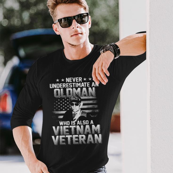 Never Underestimate An Oldman Vietnam Veteran Long Sleeve T-Shirt Gifts for Him