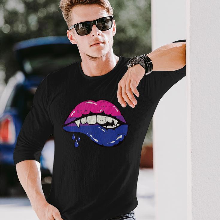 Vampire Lips Bi-Sexual Pride Sexy Blood Fangs Lgbt-Q Ally Long Sleeve T-Shirt T-Shirt Gifts for Him