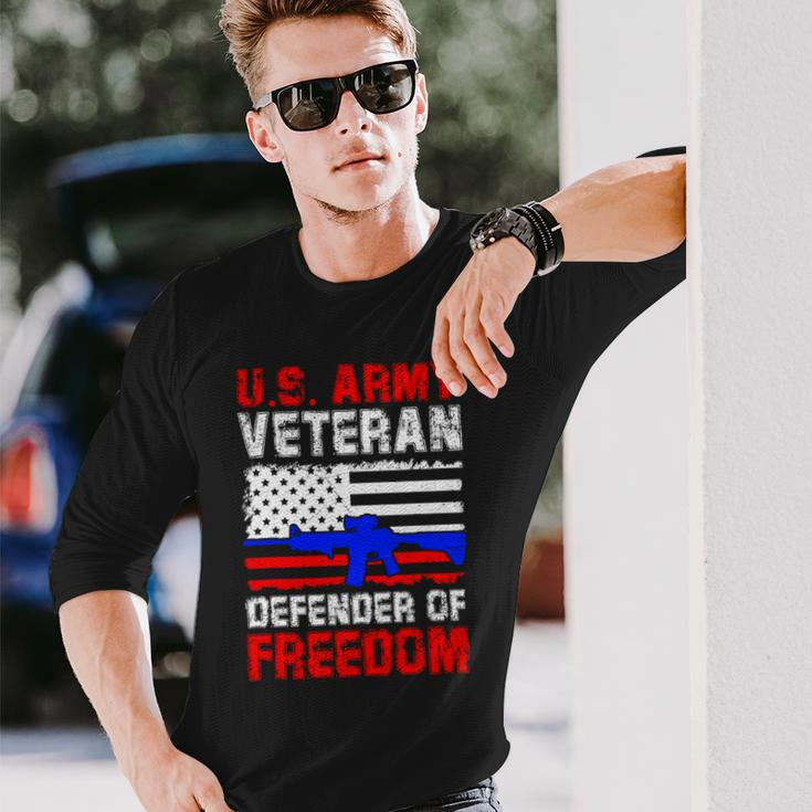 Veteran Vets Us Army Veteran Defender Of Freedom Fathers Veterans Day 4 Veterans Long Sleeve T-Shirt Gifts for Him