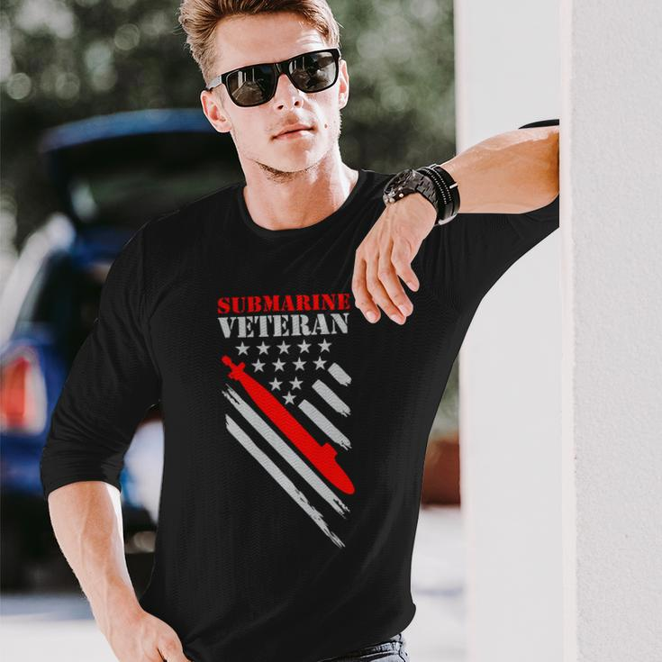 Veteran Vets Us Navy Submarine Veteran Usa Flag Vintage Submariner Veterans Long Sleeve T-Shirt Gifts for Him