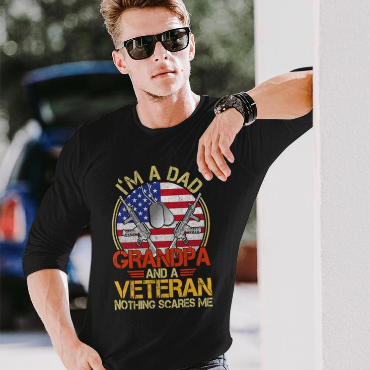 Veteran Vets Vintage Im A Dad A Grandpa And A Veteran Shirts Fathers Day 203 Veterans Long Sleeve T-Shirt Gifts for Him