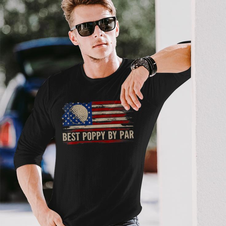 Vintage Best Poppy By Par American Flag GolfGolfer Long Sleeve T-Shirt Gifts for Him