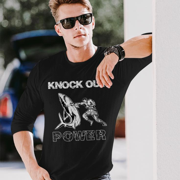 Vintage Boxer Man Knock Out Power Best Boxing Kickboxing Long Sleeve T-Shirt T-Shirt Gifts for Him