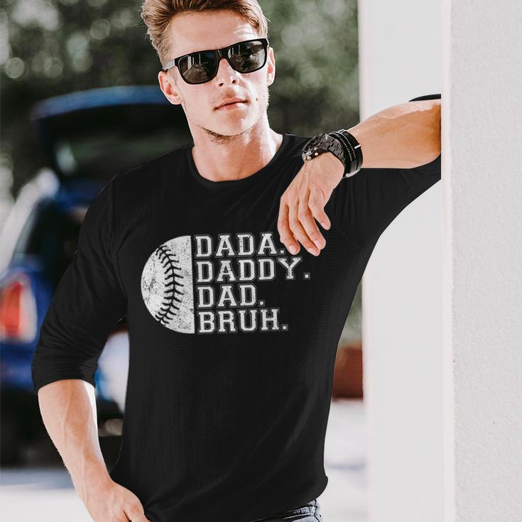 Vintage Fathers Day Dada Daddy Dad Bruh Baseball Long Sleeve T-Shirt T-Shirt Gifts for Him