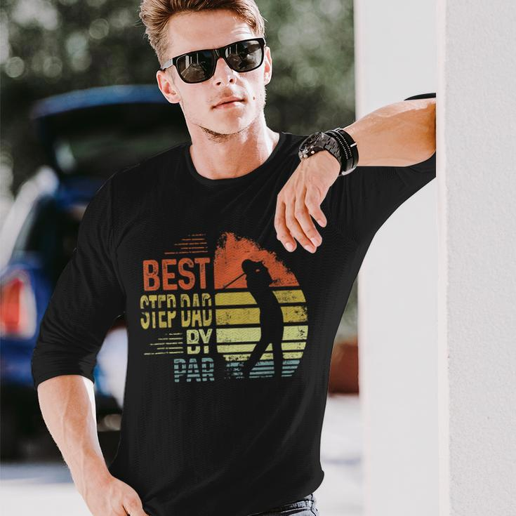 Vintage Golfing Best Step Dad By Par Golf Lovers Fathers Day Long Sleeve T-Shirt T-Shirt Gifts for Him