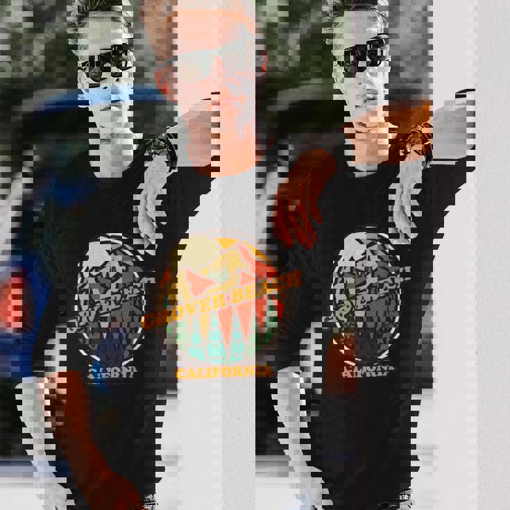 Vintage Grover Beach California Mountain Hiking Souvenir Long Sleeve T-Shirt Gifts for Him