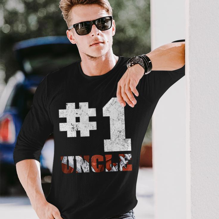 Vintage Number One American Football Uncle Fathers Day Long Sleeve T-Shirt T-Shirt Gifts for Him