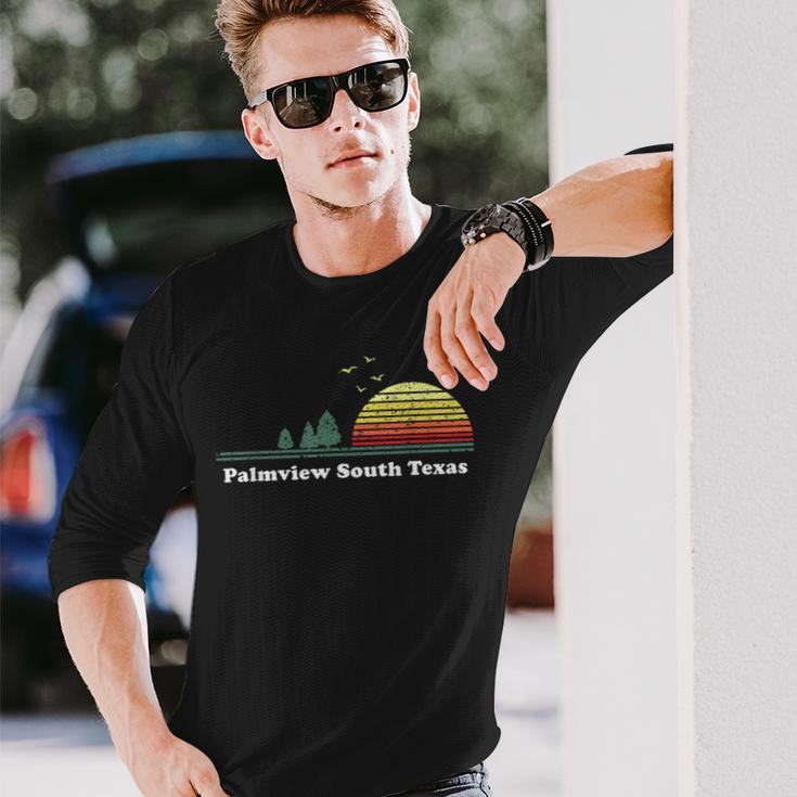 Vintage Palmview South Texas Sunset Souvenir Print Long Sleeve T-Shirt Gifts for Him