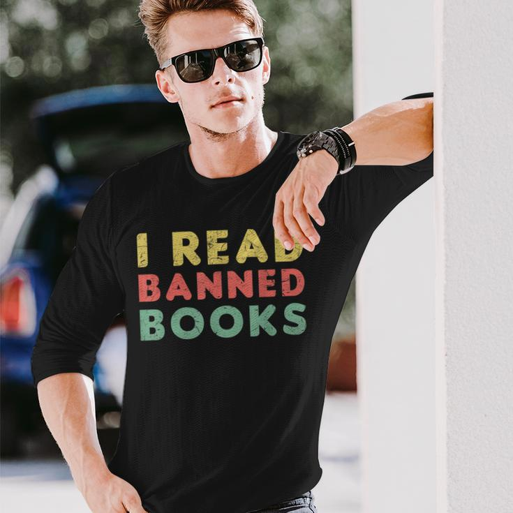 Vintage I Read Banned Books Avid Readers Long Sleeve T-Shirt Gifts for Him