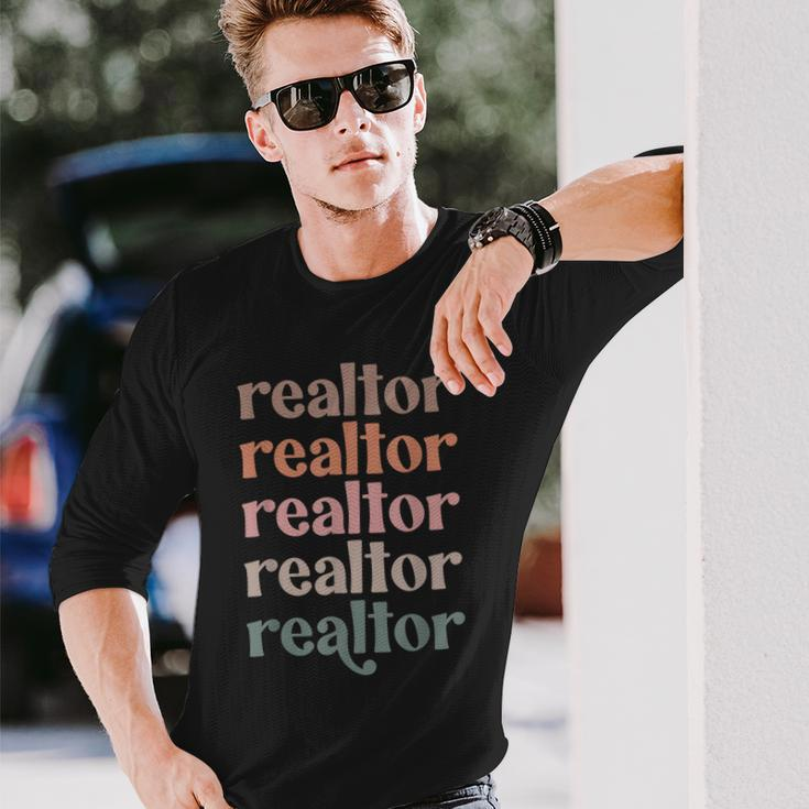 Vintage Realtor Stacked Realtor Life Real Estate Agent Life Long Sleeve T-Shirt Gifts for Him