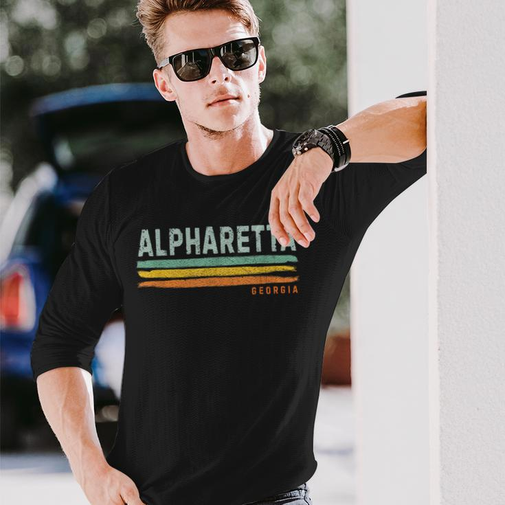 Vintage Stripes Alpharetta Ga Long Sleeve T-Shirt Gifts for Him