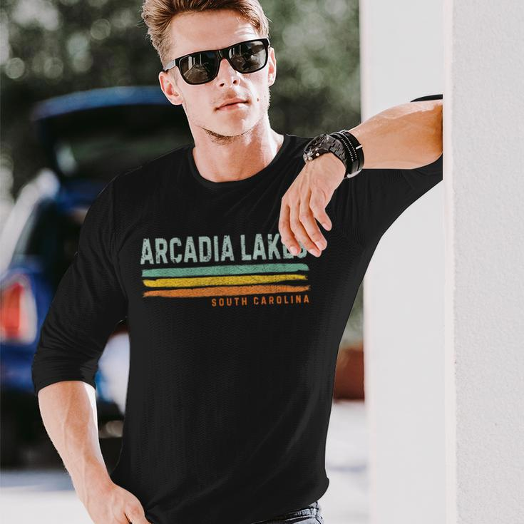 Vintage Stripes Arcadia Lakes Sc Long Sleeve T-Shirt Gifts for Him